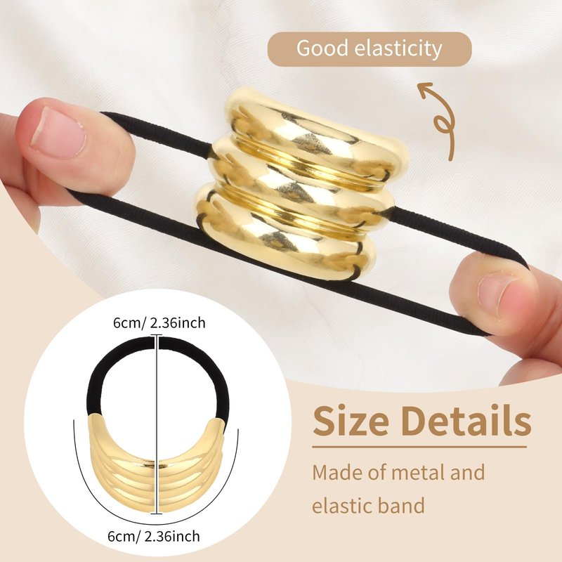 WHAVEL 6 Pcs Gold Hair Ties Hair Cuff Non-Damage Ponytail Holders Gold Hairs Accessories for Women