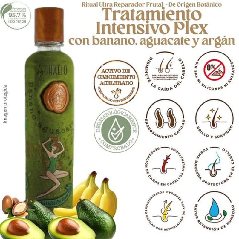 RITUAL BOTANICO KIT2 Acelerador de Crecimiento y Ultrareparador S.O.S. Shampoo de Romero + Tratamiento Intensivo PLEX con Banano y Aguacate 100% Colombiano
