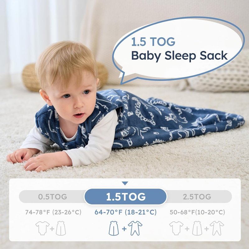 Yoofoss Baby Sleep Sack - 1.5 Tog Fleece Wearable Blanket for Newborns | Soft & Warm, 0-6 Months