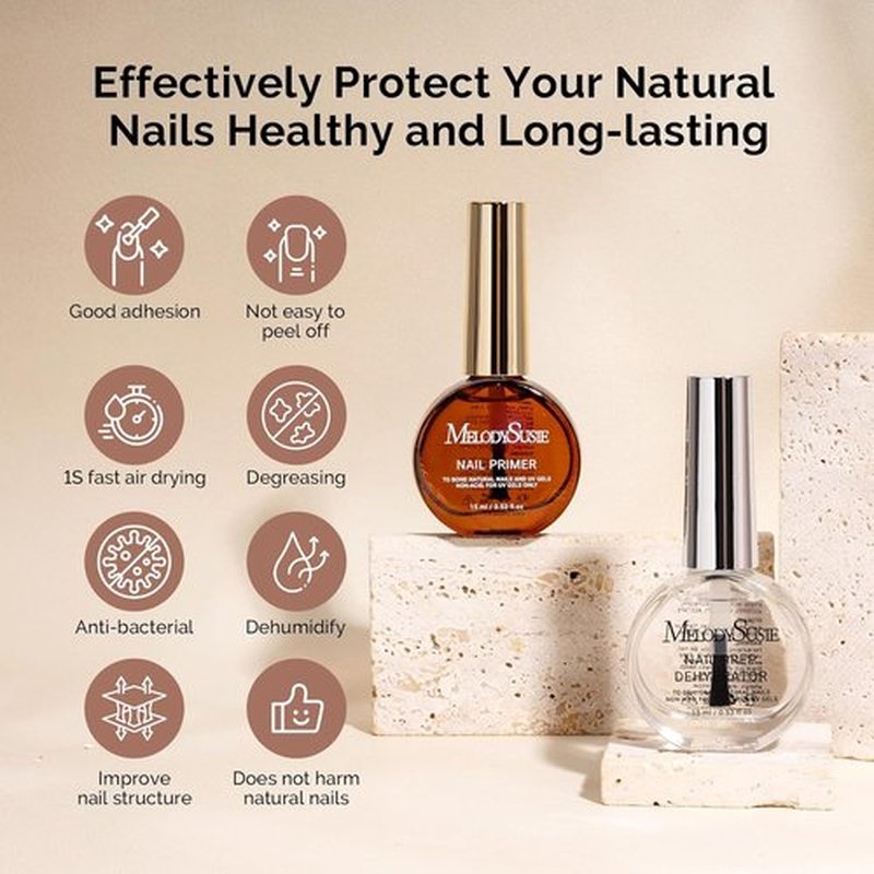 MelodySusie Nail Dehydrator & Primer - Professional Hema-Free, Acid-Free Formula | Fast-Dry 15ML