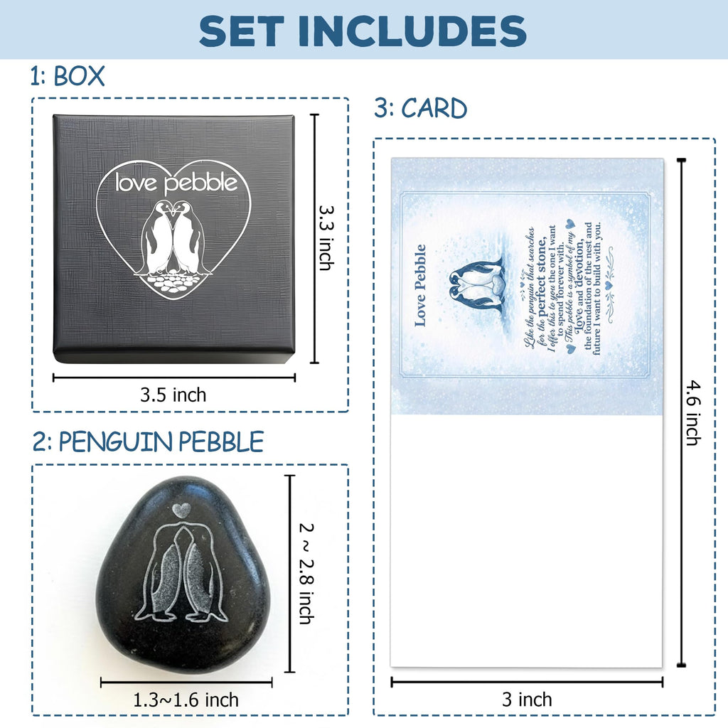 Faythory Cute Penguin Love Pebble – Romantic Penguin Stone Gift for Boyfriend, Girlfriend,Husband Wife or Fiancé, “I Love You” & “Will You Marry Me” Proposal Keepsake, for Him Her Men Women