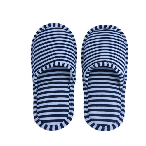 Foldable Travel Slippers - Soft Cotton Anti-slip, SPA/House/Guest Slippers for Family,Hotel,Portable,Not Disposable,Men & Women (Blue stripes)