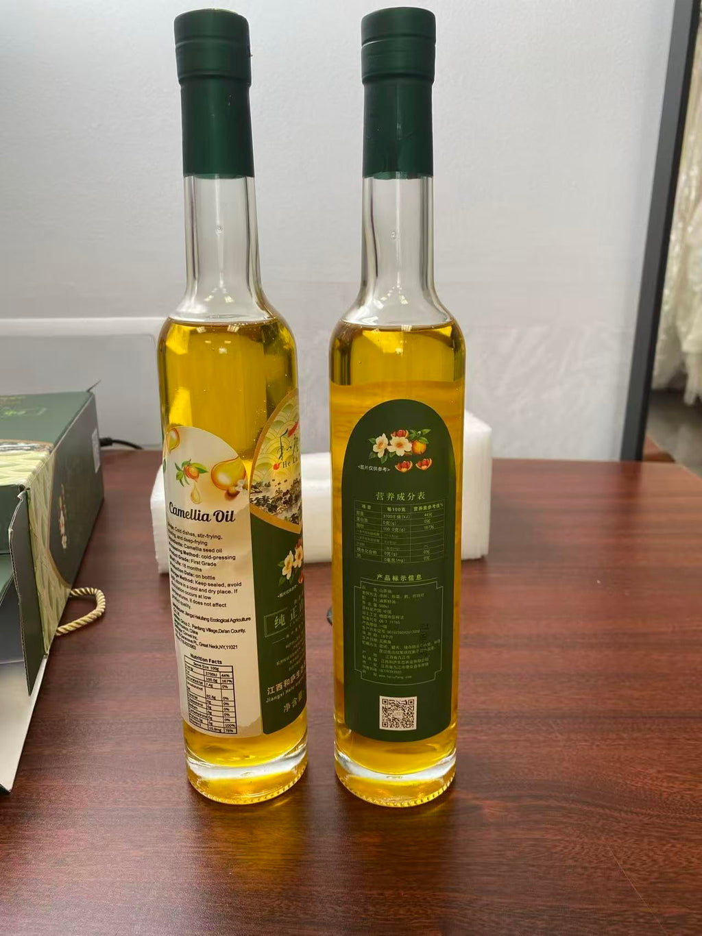 He Lu Fang Premium Camellia Seed Oil Gift Set - 100% Pure Cold Pressed Tea Seed Oil, 485°F High Smoke Point for Healthy Cooking, 80% Oleic Acid (Omega-9), 500ml x 2 Bottles