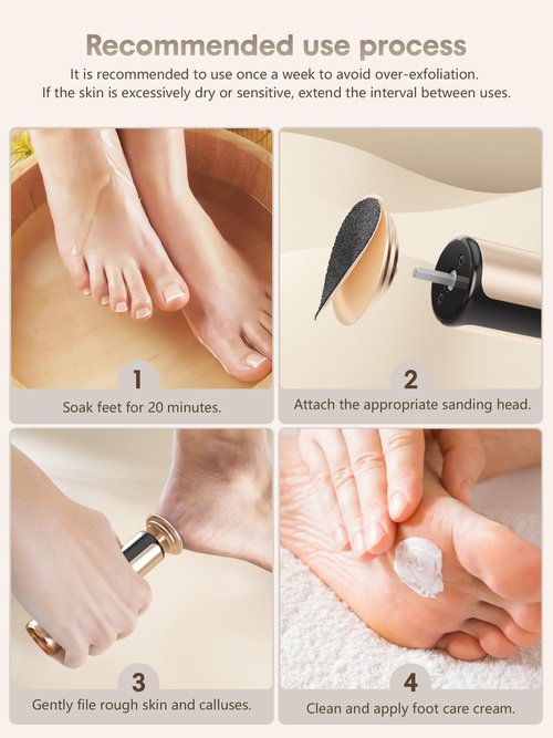 KIUCID 2 in 1 Electric Foot Callus Remover with USB Rechargeable, 3 Speeds & Sandpaper Discs for Cracked Heels Feet Care at Home - Perfect Pedicure Tool for Women, Rose Gold