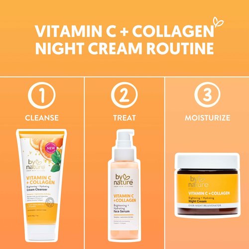 By Nature Face Night Cream - Vitamin C + Collagen PM Moisturizing Facial Lotion for Women (2 Oz)