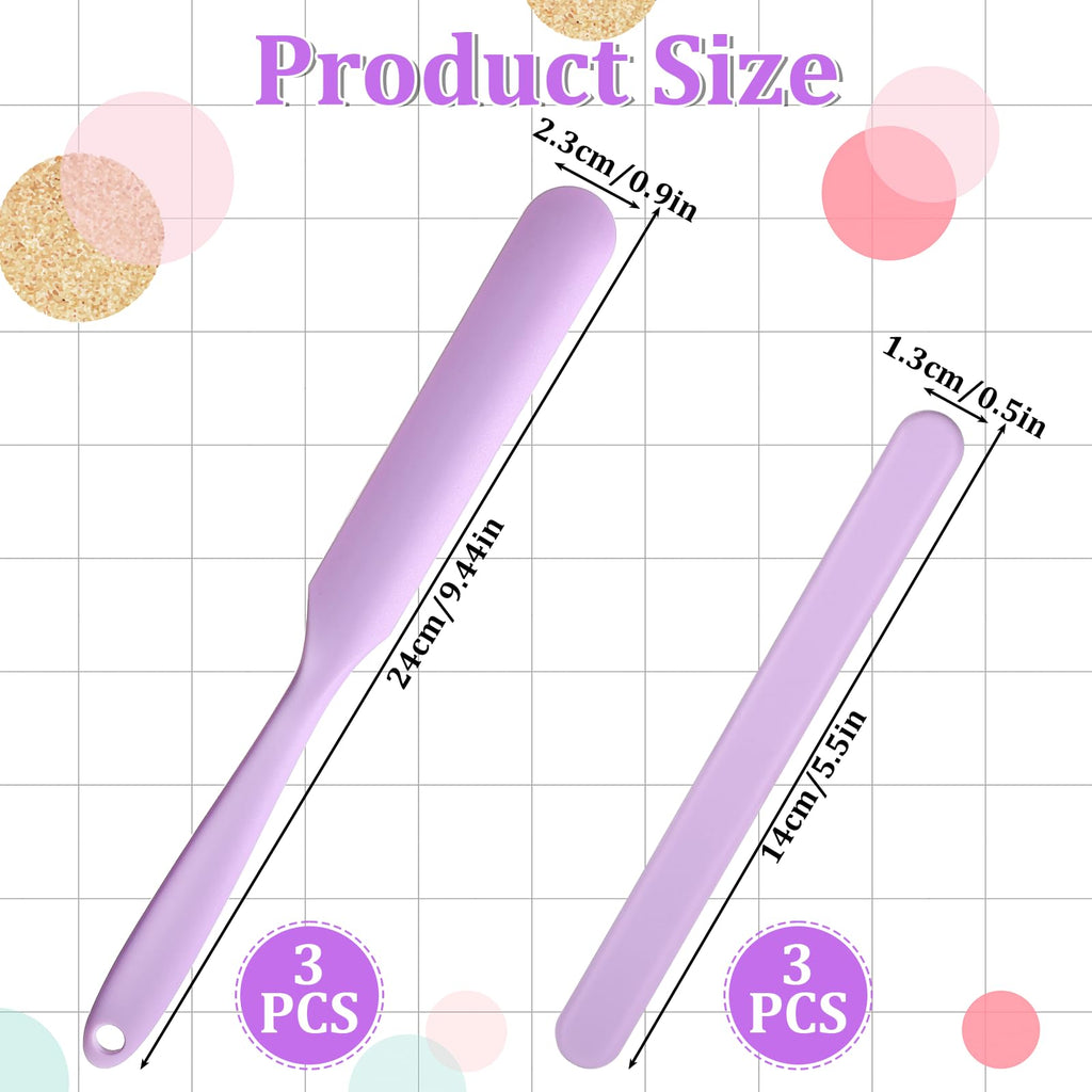 6 Pcs Silicone Wax Applicator Non-stick Wax Spatulas Hair Removal Sticks Applicator, 2 Size Hard Wax Scraper Wax Stick for Hair Home Salon Body Use