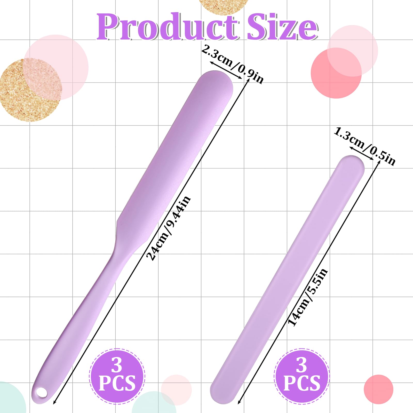 6 Pcs Silicone Wax Applicator Non-stick Wax Spatulas Hair Removal Sticks Applicator, 2 Size Hard Wax Scraper Wax Stick for Hair Home Salon Body Use