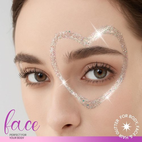Teenitor Face Glitter Set - 2pcs Versatile Body & Hair Glitter Gel | 20g White Makeup Glitter