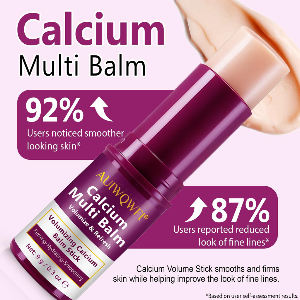 AUIWQWFI Calcium Multi Balm Stick - Korean Collagen Moisturizing Cream, Visibly Reduces Wrinkles & Firms Skin, All-in-One Face, Eye & Neck Care for Women & Men, 9g