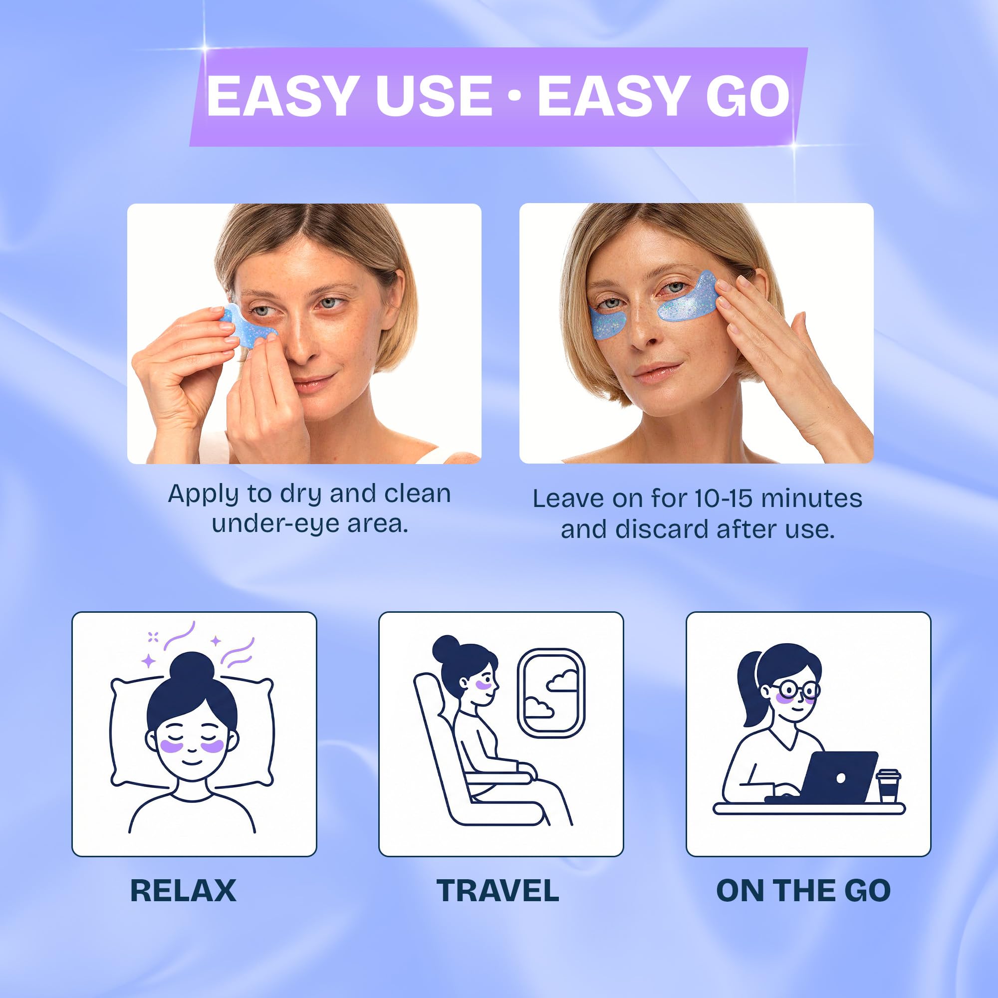 MAREE Under Eye Patches for Puffy Eyes and Dark Circles – Under Eye Mask with Collagen & Hyaluronic Acid – Undereye Mask Patches for Women – Parches para Ojeras Puffiness & Under Eye Bags | 12 Pair