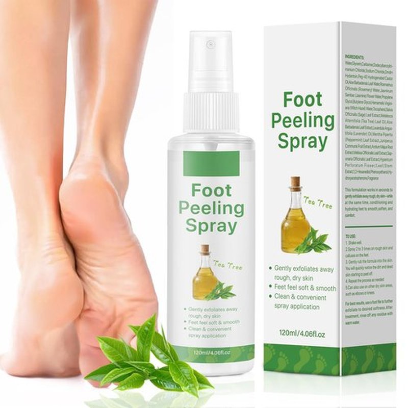 AOPEIBOTO Foot Peeling Spray, Tea Tree Foot Exfoliator Spray, Vegan Botanicals, Moisturizing & Smooth Feet Skin, Gently Exfoliates Away Rough, Dry Skin, 4.06fl.oz/120ml