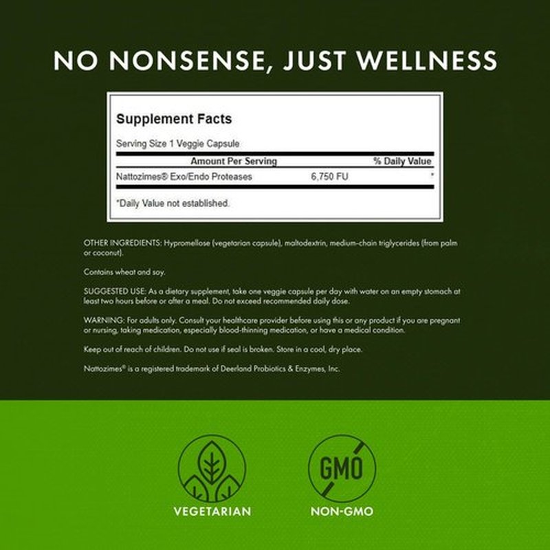 Swanson Triple-Strength Nattozimes 195 Milligrams/6750 Fu 60 Veg Capsules Enzyme