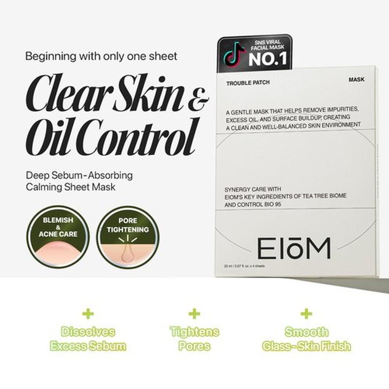 Trouble Patch Mask - Hydrocolloid Acne Face Mask for Pimple-Prone Skin | Oil Absorbing & Buildup Control (20ml x 4)