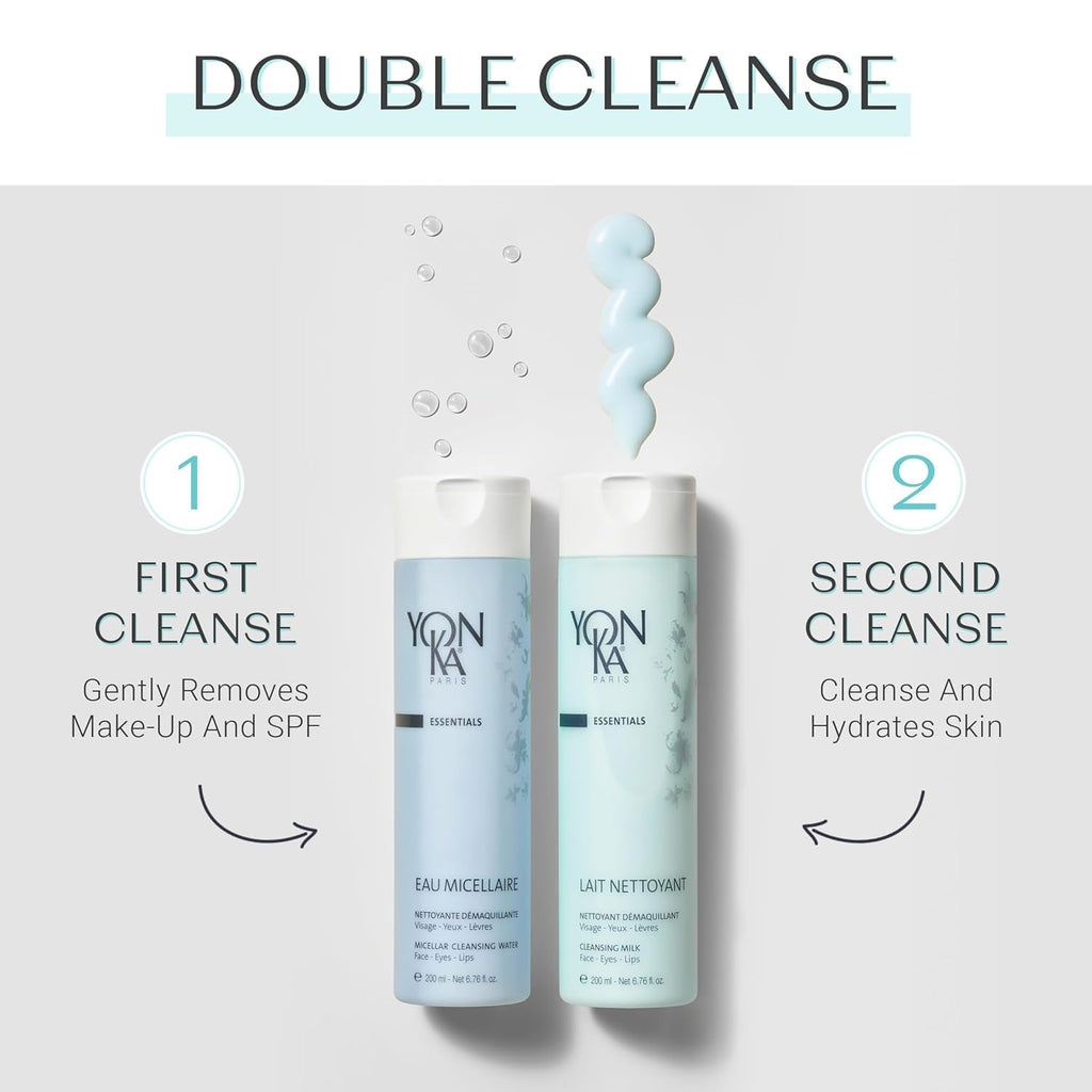 Yon-Ka Lait Nettoyant Cleanser Set - Gentle Plant-Based Milk Cleanser & Makeup Remover | Full Size & Travel Size, 6.76 fl oz & 2.53 fl oz