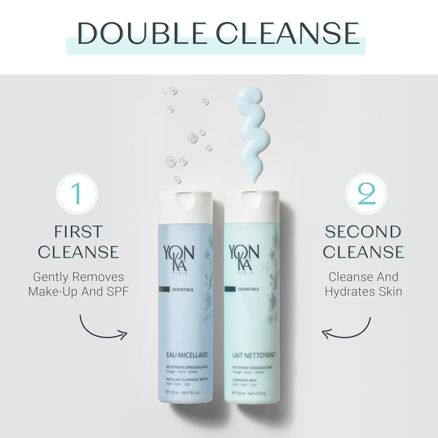 Yon-Ka Lait Nettoyant Cleanser Set - Gentle Plant-Based Milk Cleanser & Makeup Remover | Full Size & Travel Size, 6.76 fl oz & 2.53 fl oz