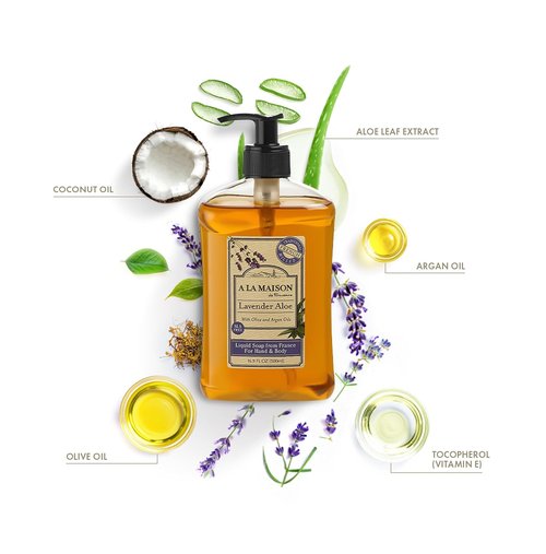 A LA MAISON Lavender Aloe Liquid Hand Soap - Natural, Biodegradable & Vegan - 16.9 oz, 2 Pack