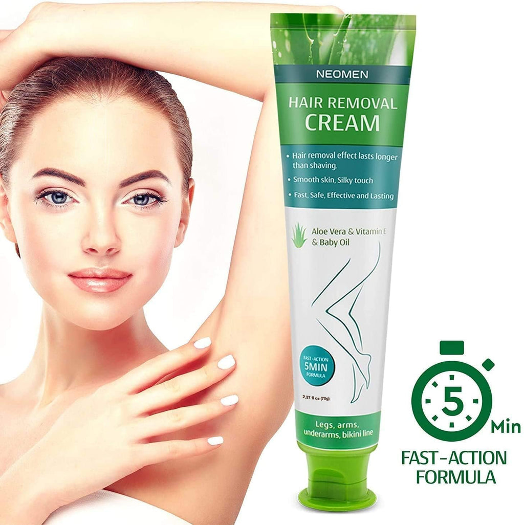 Hair Removal Cream for Men & Women: Painless Depilatory for Sensitive Skin & Intimate Areas, Moisturizing with Aloe Vera & Vitamin E, Safe for Face, Underarms, Bikini, Arms (3.7 Fl Oz (Pack of 3))