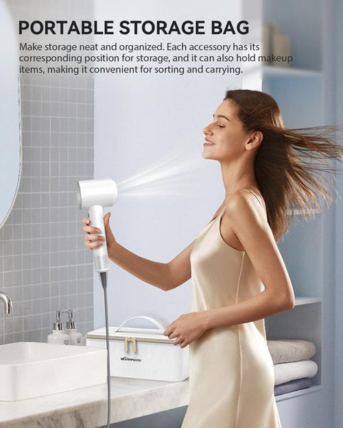 2025 New Hair Blower Dryer, warmmama High Speed Hair Dryers Ionic for Curly Hair, Quiet Thermo-Control Portable Hair Dryer with Diffuser and Nozzle for Home Travel, White