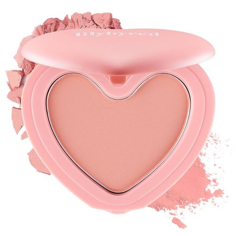 Lilybyred Luv Beam Cheek - Heart-Shaped Korean Powder Blush, Soft Matte Finish, Lightweight & Long-Lasting | 02 Dollish Rose