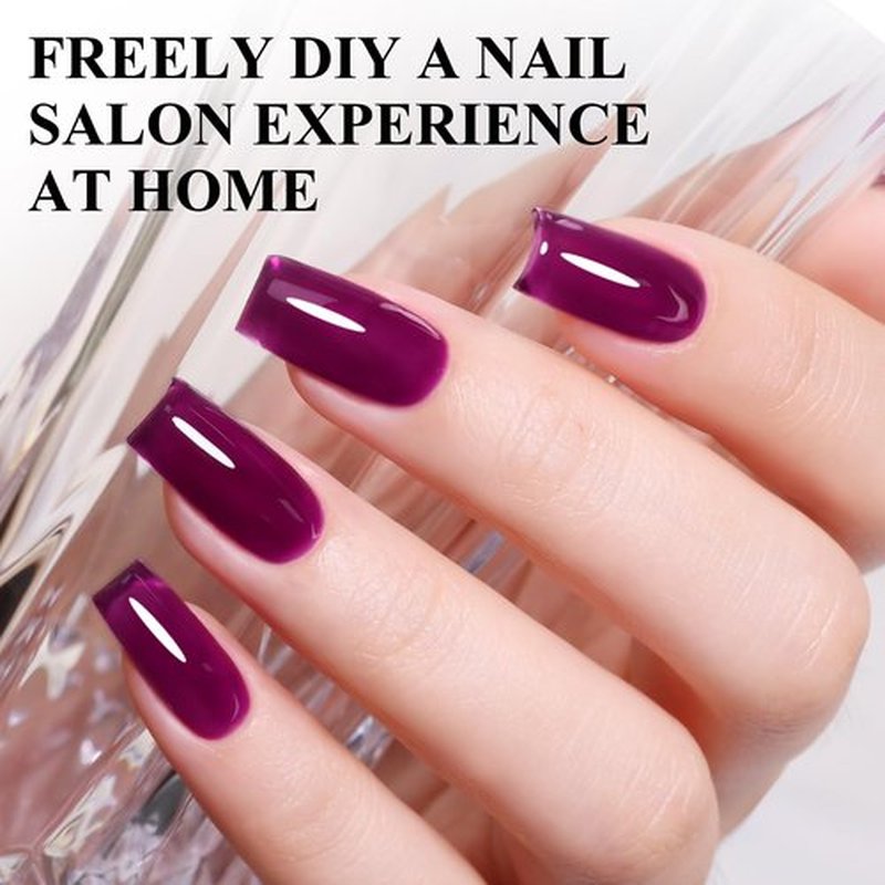 Firedeep 10ml Hema Free Gel Nail Polish Set, 6 Colors Transparent Jelly Gel Polish Kit Sheer Jelly Dark Red Deep Green Brown Blue Purple Color Manicure Gift for Art DIY and Salon