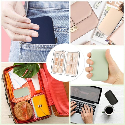 Manicure Set, Nail Clipper Set Stainless Steel Nail Clipper Kit 7 in 1 Manicure Kit Grooming Kit Nail Clippers Pedicure Kit Fingernail Toenail Clippers for Men Women Husband Boyfriend Travel Rose Gold