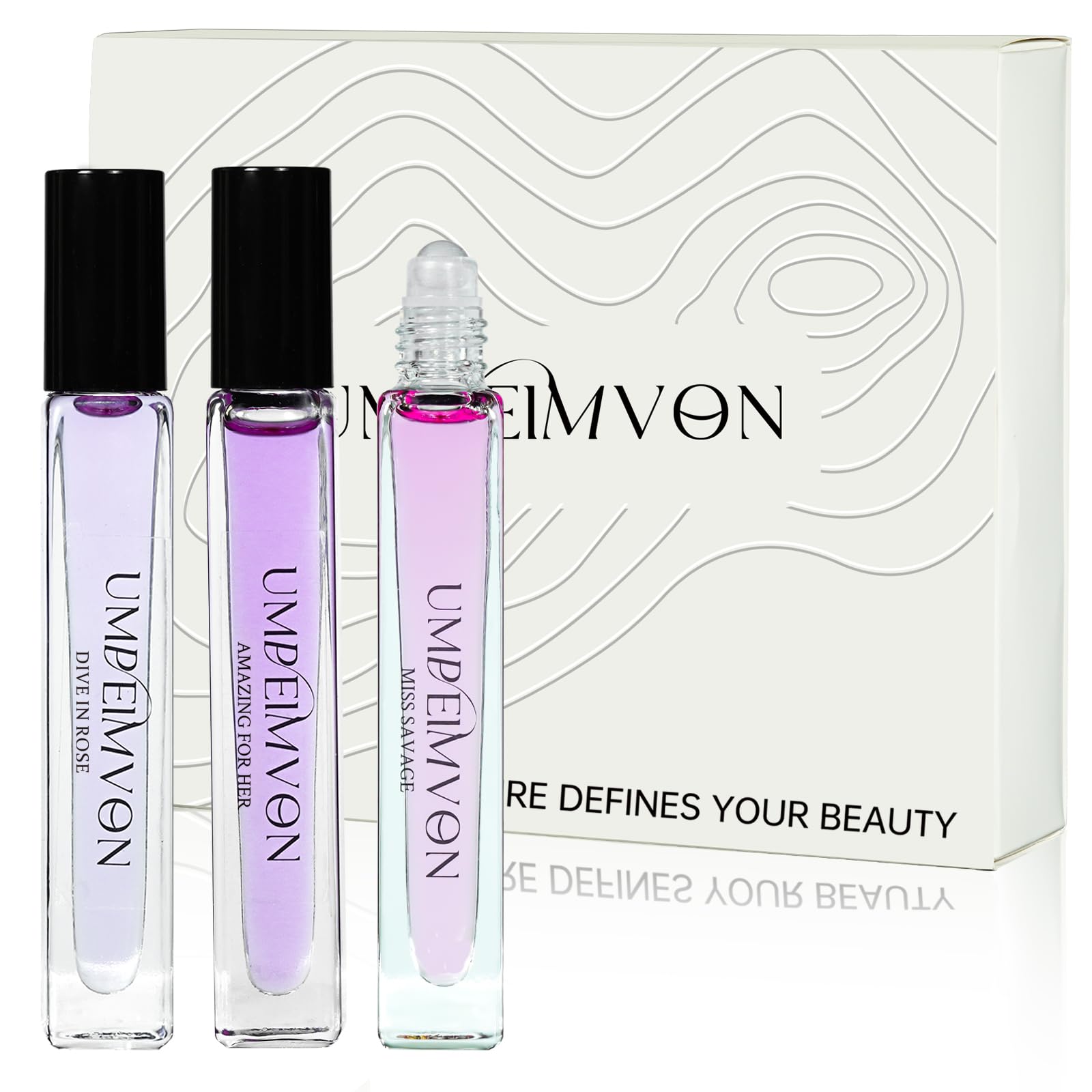 Umpeimvon 3 Pack Marshmallow Blush Perfume Oils for Women, Pink Blush Perfume Oil Roll On, Sweet Floral and Fruity, Travel Size 0.33 Fl. Oz