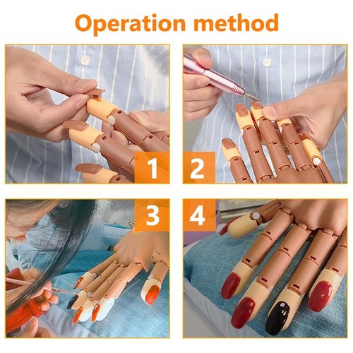 Nail Training Hands for Acrylic Nails, Flexible Nail Practice Hand Training Kits, Fake Manican Hands for Nails Practice with 300 PCS Nail Tips, Nail Files and Clipper for Nail Technician and Beginner