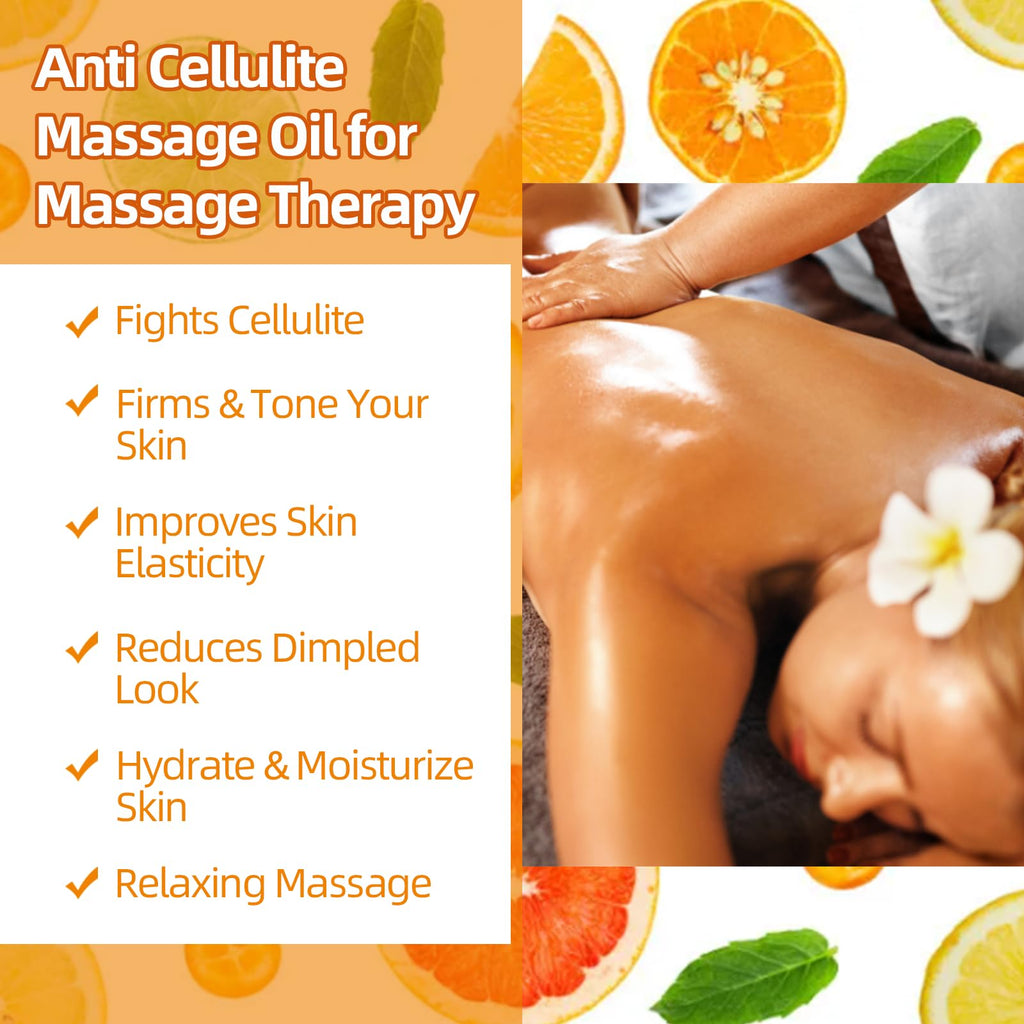 Anti Cellulite Oil Massage Oil for Massage Therapy,Body Oil for Skin Tightening & Cellulite Remover in Thighs and Butt,Cellulite Treatment Massage Oil,Assists with Firming,Toning & Moisturizes Skin