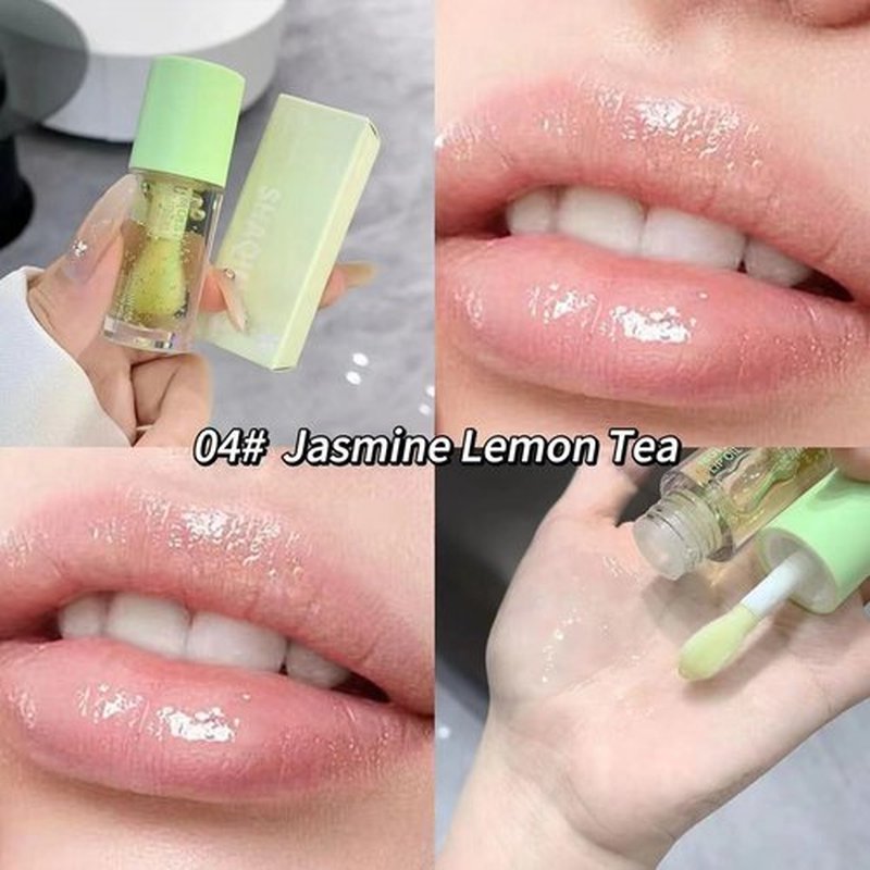 4pcs Hydrating Lip Gloss, Fruit Flavoured Plumping Lip Oil, Nourishing Glossy Transparent Lip Balm, Moisturizing Tinted Toot Lip Balm for Dry Lips 0.48 OZ
