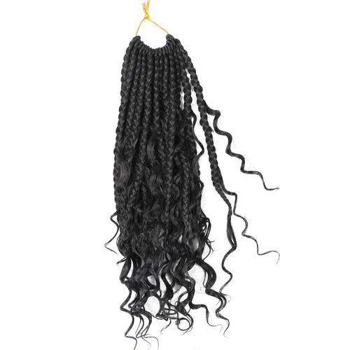 LMZIM 14 Inch Goddess Box Braids Crochet Hair for Black Women - 8 Packs Synthetic Hair Extension,Bohemian Boho Box Braids Crochet Braid Curly Ends1B