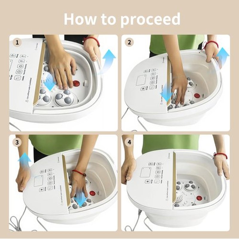 teepten Collapasible Foot Spa Bath Massager with Heat, Pedicure Foot Spa with Bubbles/Timer/Temperature Control, Feet Soak Tub for Home, Office, Relaxation and Stress Relief, Gift for Men and Women