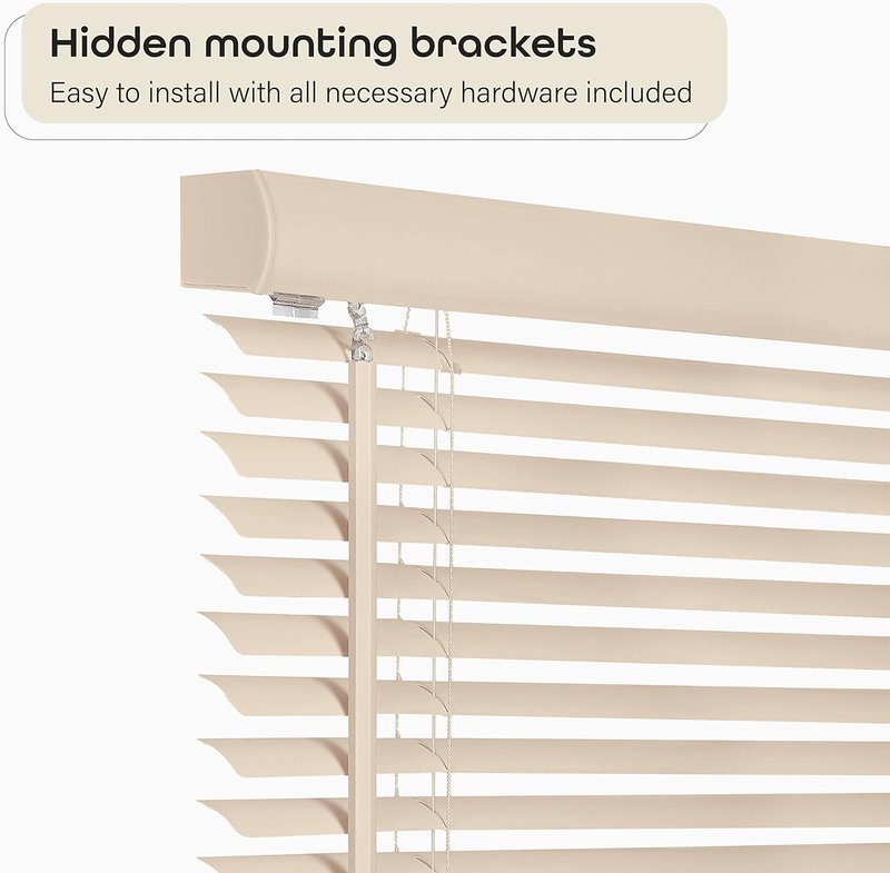 Achim Home Decor Cordless Mini Blinds - Light Filtering, 29" W x 72" L, 1" Slat Size - Alabaster Finish