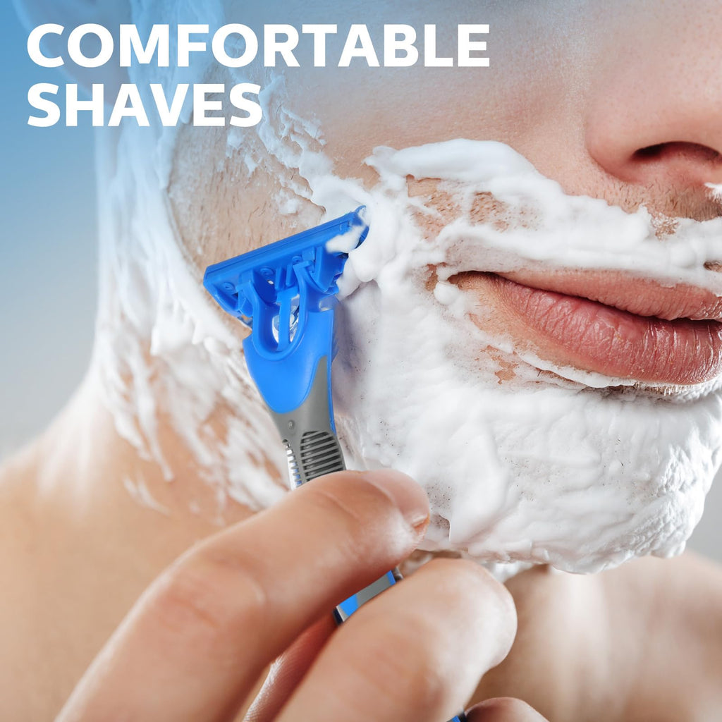 Leriton 10 Pcs Three Blade Disposable Razors for Men Bulk Men's 3 Blade Sensitive Skin Razor for Comfortable Shave