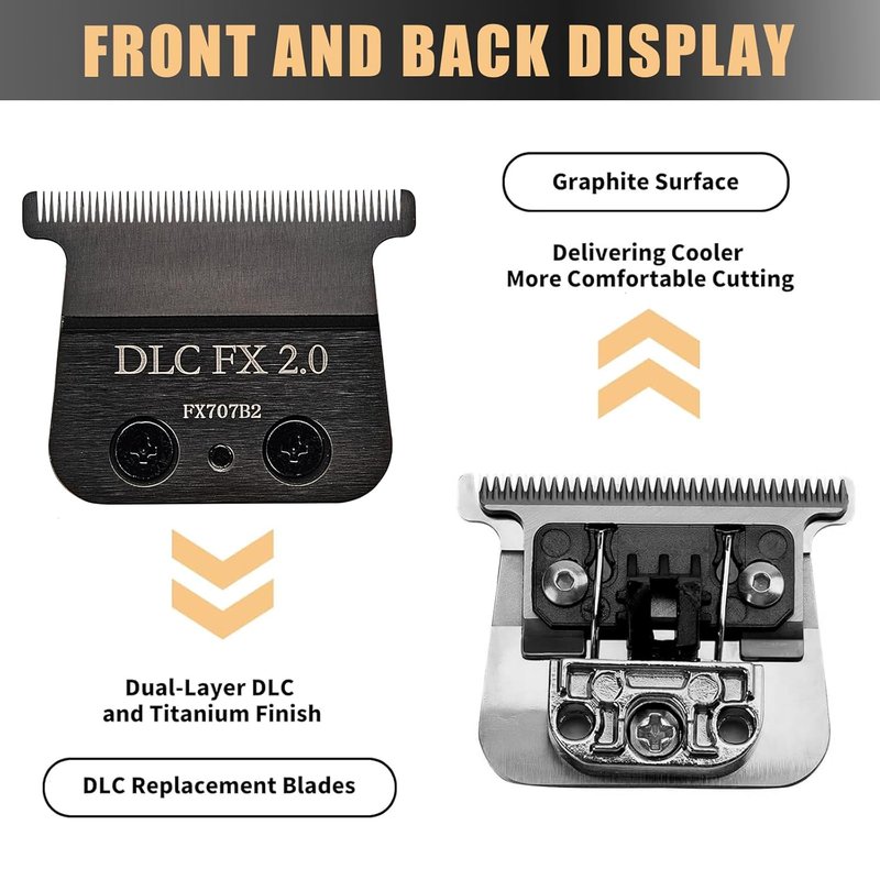 BaByliss PRO FX707Z Replacement Trimmer Blades - DLC 2.0 for FX787 & FX726 | Black - 1PC