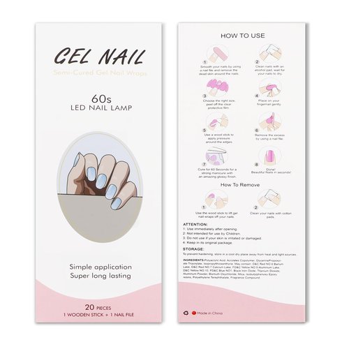 JMEOWIO Gel Nail Stickers French Tip Gradient Semi Cured Gel Nail Strips Wraps UV/LED Nails Art Design Decoration Accessories