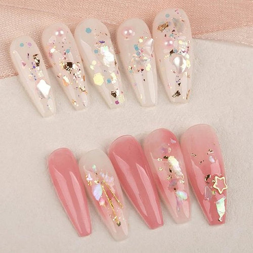 24 Grids Abalone Shell Nail Art Sequins, Aurora Ultrathin Seashell Nail Gems, Natural Color Mermaid Slices Stuff for Nail Art Decorations Accessories