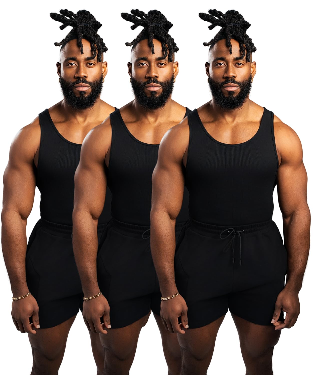 Ekkovision Beaters, Men's Tank Tops, Cotton Spandex Blend Tanks Tops for Men, Comfortable, Durable & Stylish Ribbed Fabric, Ideal Fit for Gym or Casual Wear, 3 Pack, Black, Size Large