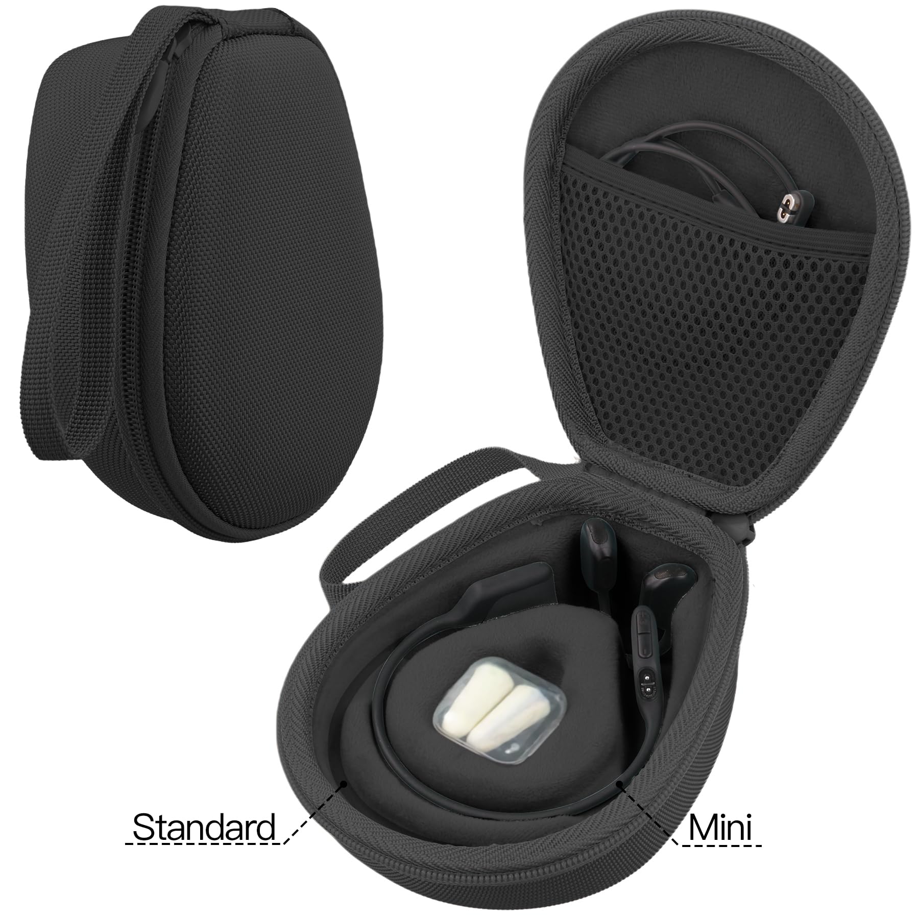 co2CREA Hard Case for SHOKZ New OpenRun Pro 2/1/Mini, OpenRun Standard/Mini, OpenMove, OpenSwim Pro, OpenSwim, Compatible with All SHOKZ Open-Ear Bone Conduction Sport Headphones, Black Case