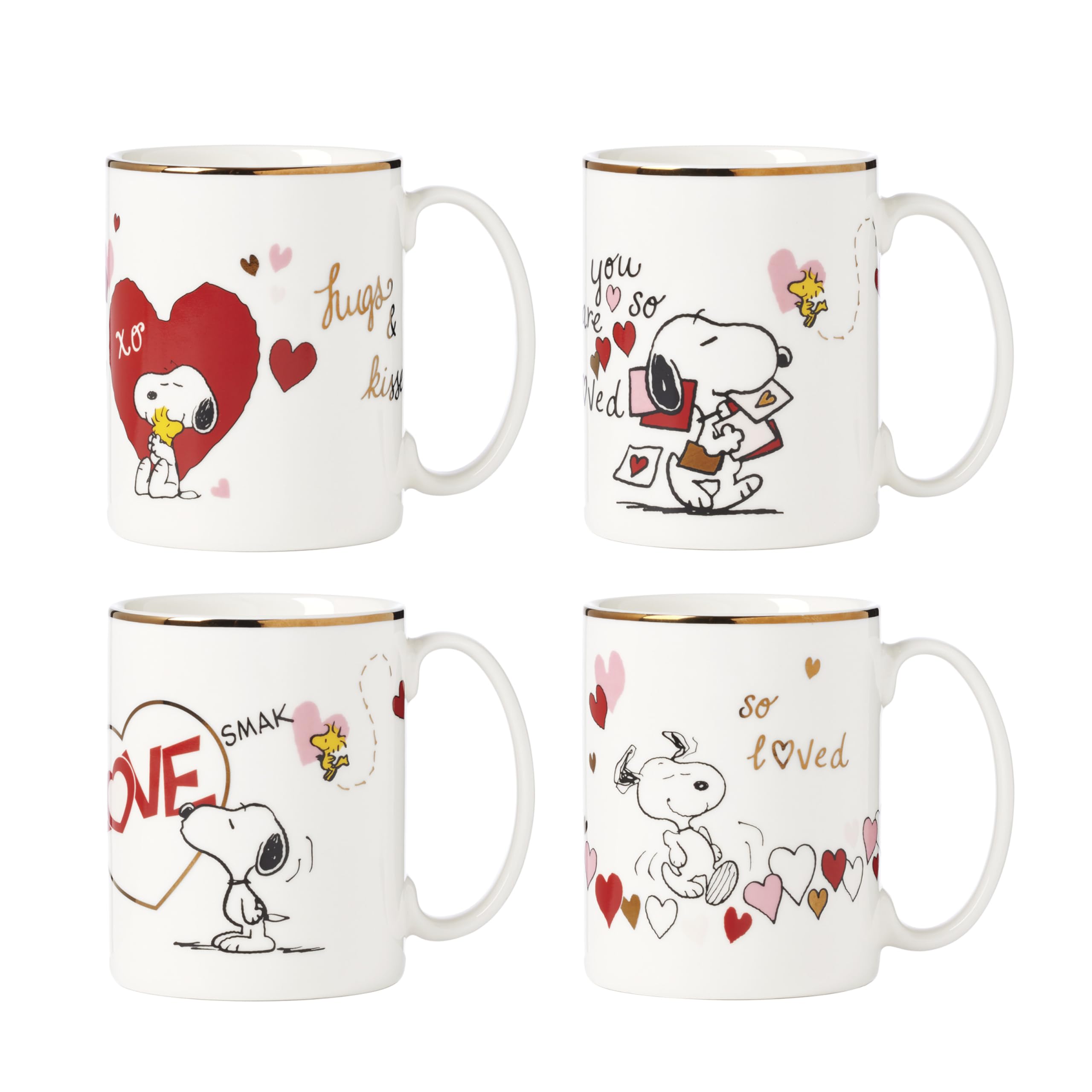 Lenox Snoopy Valentine's Day Entertaining Collection, Mug Set, 4-Piece