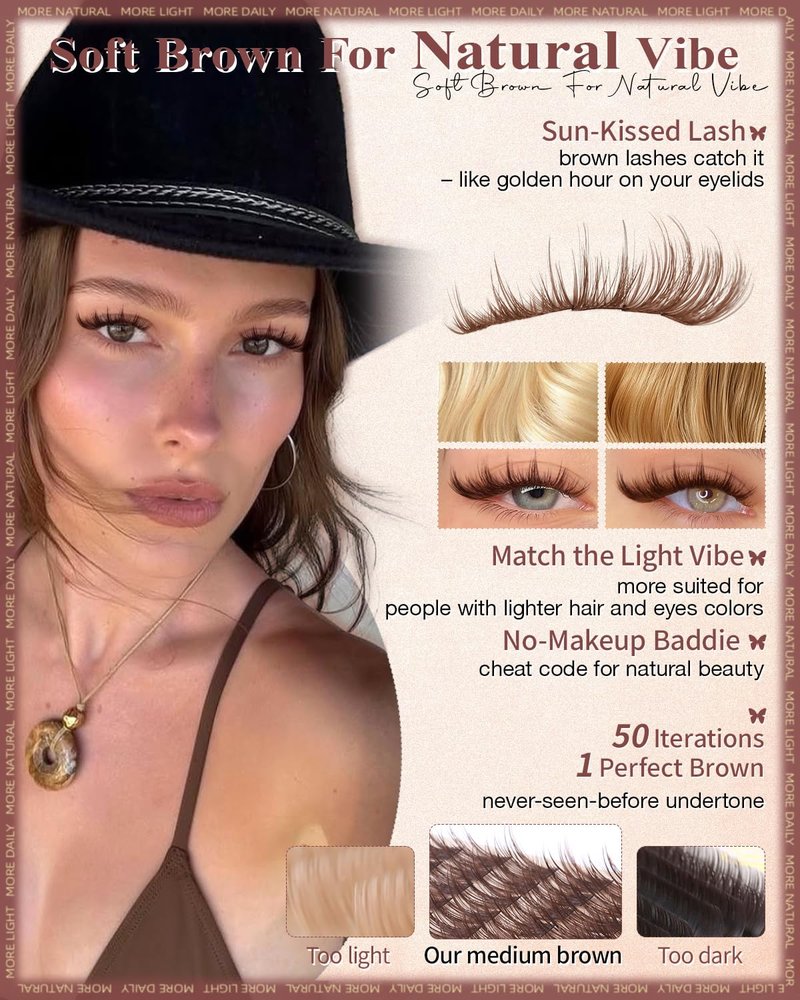 Wtvane Brown Lash Clusters Wispy Eyelash Clusters with Spikes Natural Lash Extensions Dark Brown Manga Lashes Clusters 10-16mm Cluster Eyelashes Extensions C-Curly Individual Lashes Anime Eye Lashes