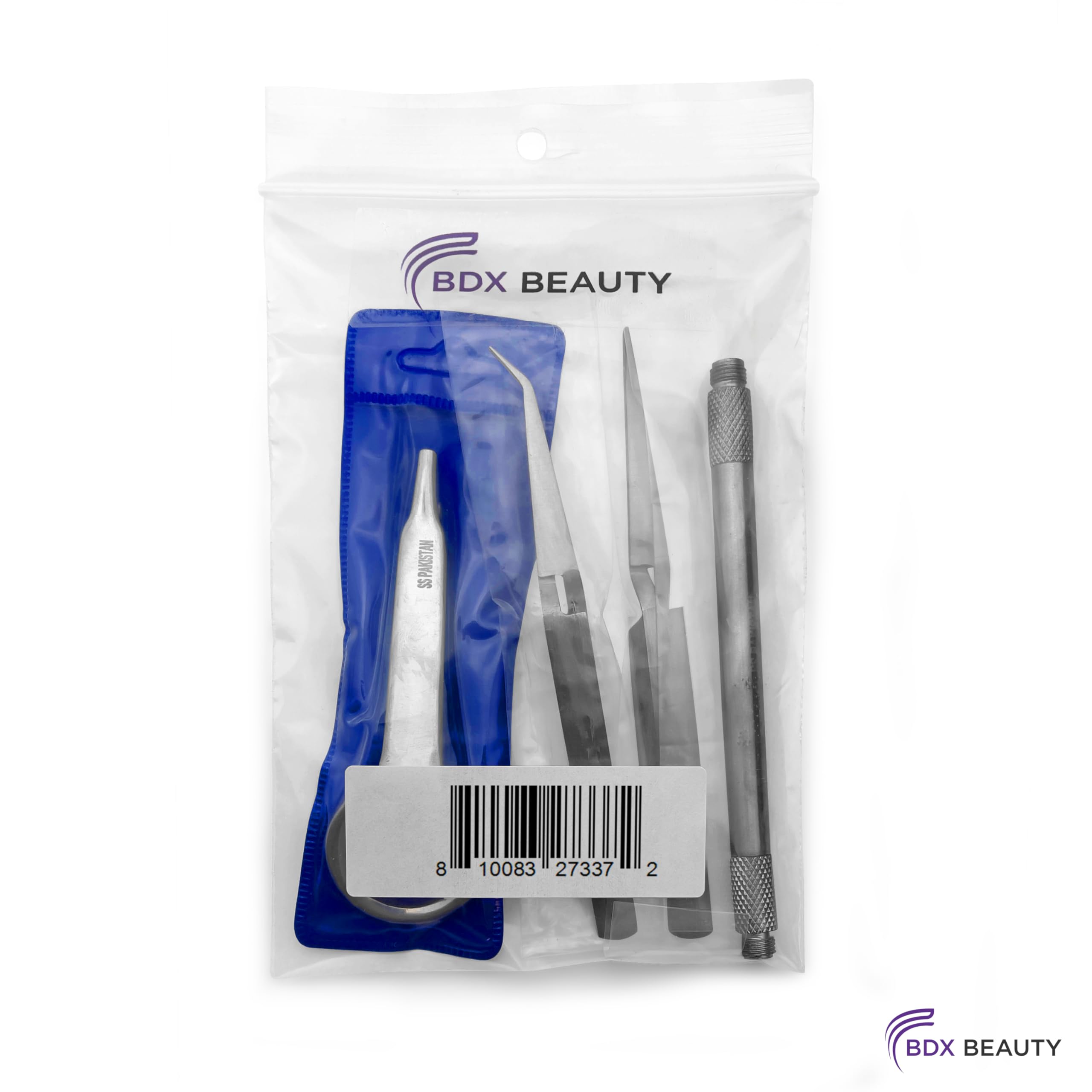 Splinter Forceps - Fine Point - Tweezers Stainless Steel Straight & Curved (Forign Object 4 pcs set)