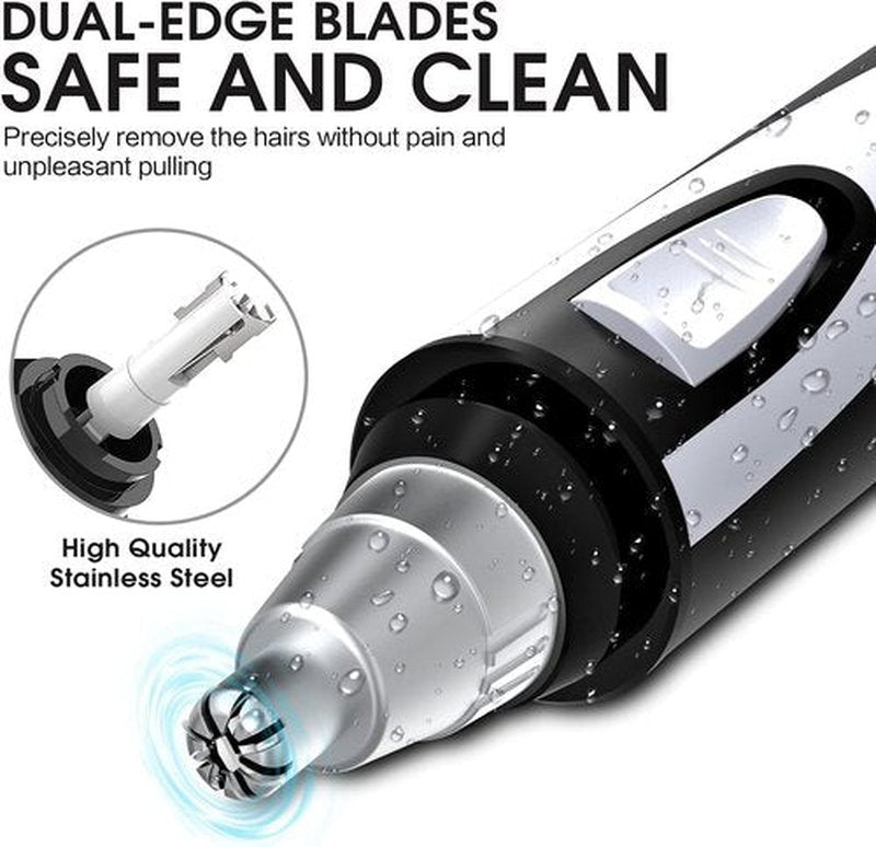 2026 Professional Ear and Nose Hair Trimmer by [Brand Name] - Painless Battery-Operated Clipper with IPX7 Waterproof Dual Edge Blades | Black