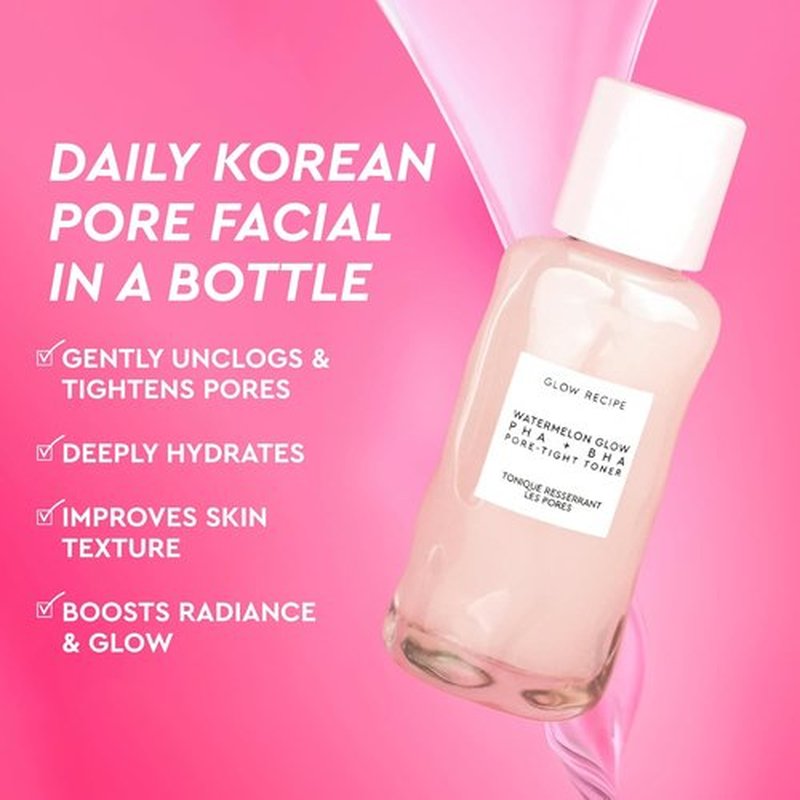 Glow Recipe PHA + BHA Face Toner - Korean Exfoliating Toner for Pores with Watermelon & Cactus Water (40ml)