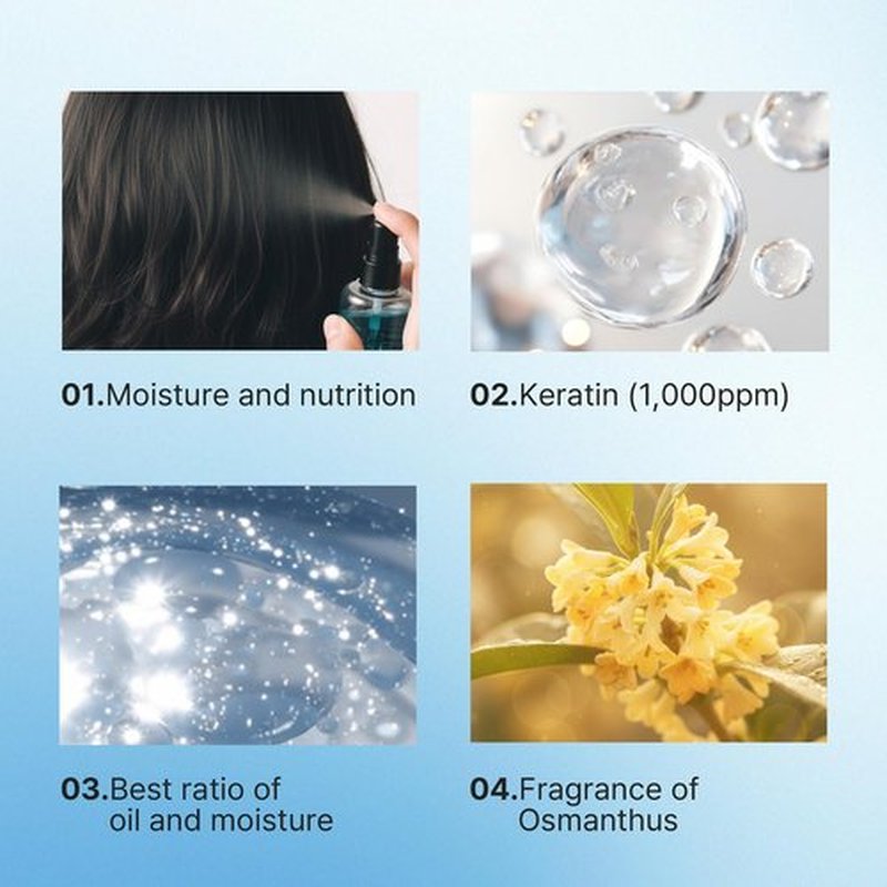 LADOR Keratin Hydrating Anti-Frizz Oil Water Perfume Heat Protectant Hair Mist - Leave-In Treatment Spray for Dry Damaged Hair Korean Haircare 4.4 Fl Oz