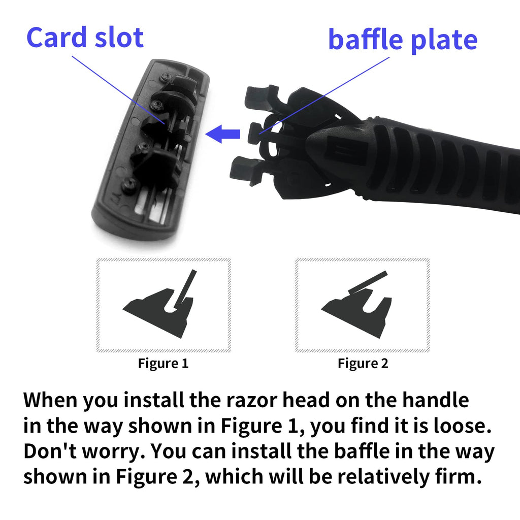 6-Blade Razor,Plastic Anti-slip Men Manual Refill Cartridges razors, Reusable Face Cleansing Care Tool, 24 pcs refill cartridges, Shave Supplies for Men and Women - Black