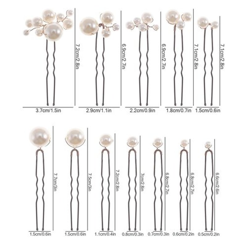12 Pieces Bridal Hair Accessories Pearl Wedding Hair Pins Handmade Bridal Hair Pins for Wedding Brides Women Girls