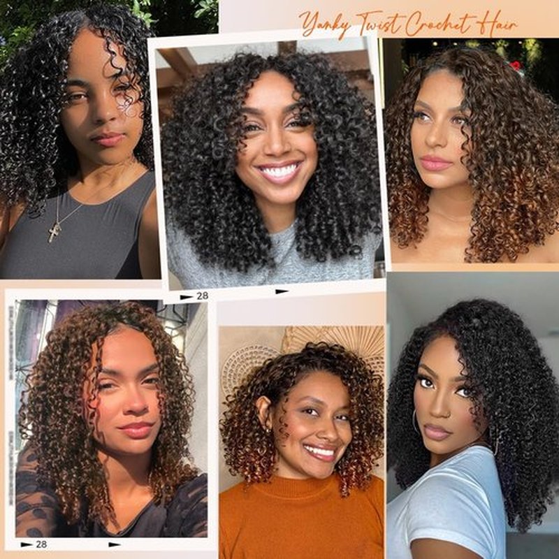 10 Inch Yanky Twist Crochet Hair for Black Women 7 Packs Pre-looped Mini Passion Twist Hair Short Boho with Curly Ends Synthetic Kinky Brown Spring Twist Crochet Hair（10 Inch,OT30#)