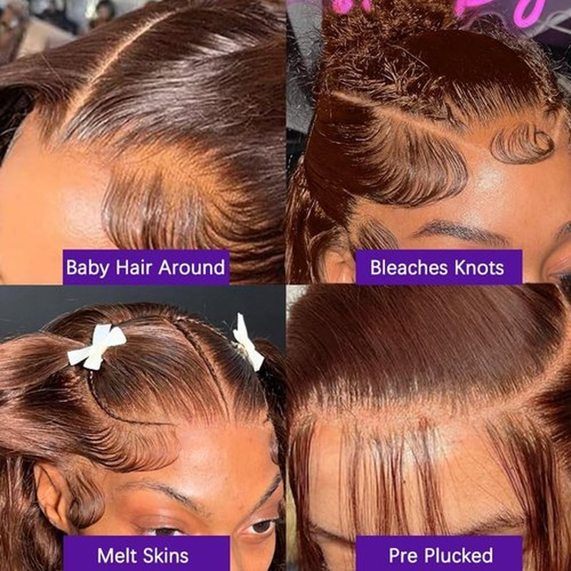 32 Inch Chocolate Brown Lace Front Wig Human Hair 200 Density Brown Wig Human Hair 13x6 Transparent HD Straight Lace Front Wigs Human Hair Pre Plucked Wigs for Women Colored Frontal Wigs Human Hair