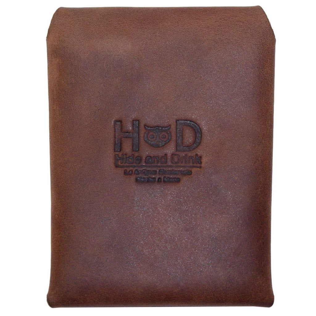 Hide & Drink, Leather Minimalist Card Wallet, Holds Up to 4 Cards Plus Folded Bills/Holder/Travel/Case/Stylish/Vintage, Handmade - Bourbon Brown