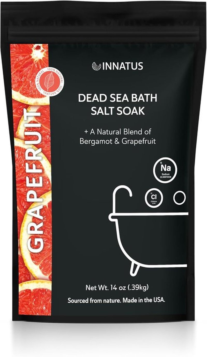 Dead Sea Bath Salt Soak - Relaxing & Detoxifying 21 Mineral Formula | 14oz Grapefruit Infused Essential Oils